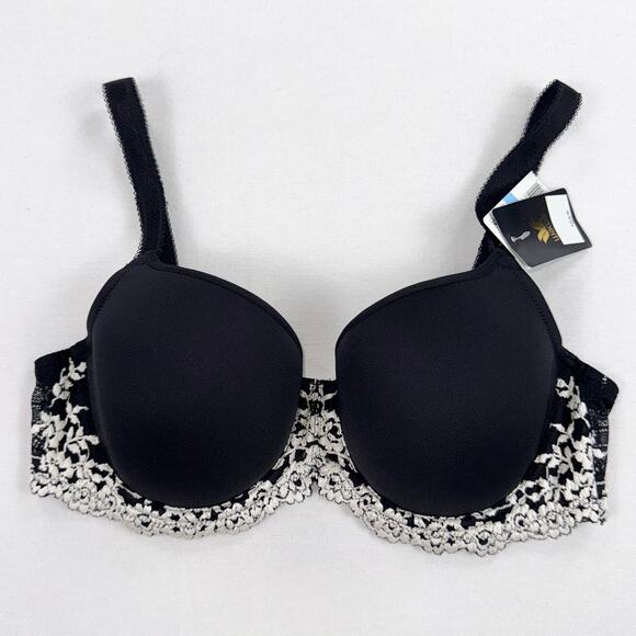 Wacoal Women's Embrace Lace Underwire Bra High Cut Panty Set 36C Small Black - Picture 3 of 15